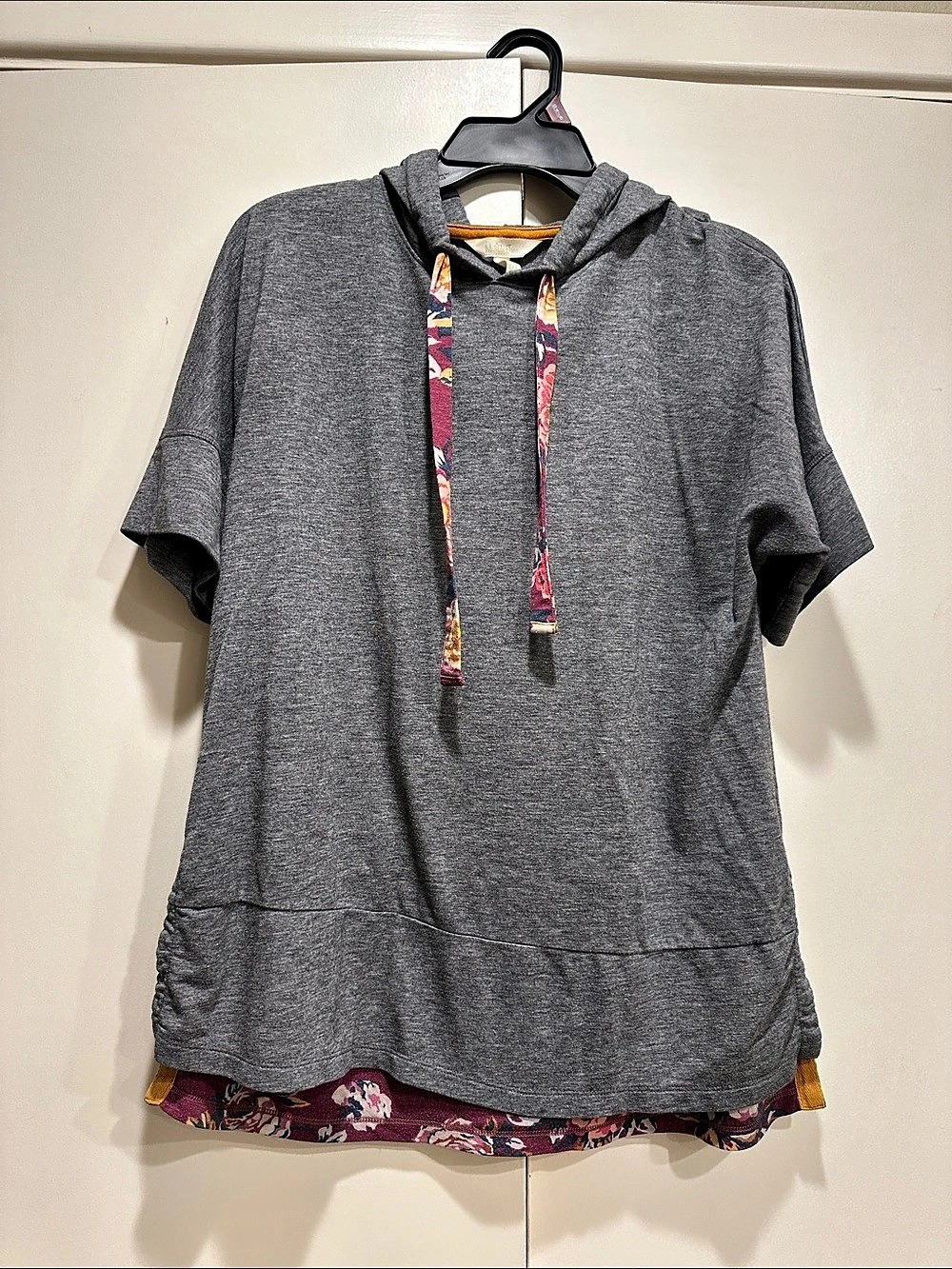 Matilda Jane Make Believe Hoodie Floral Tunic Gray & Burgundy